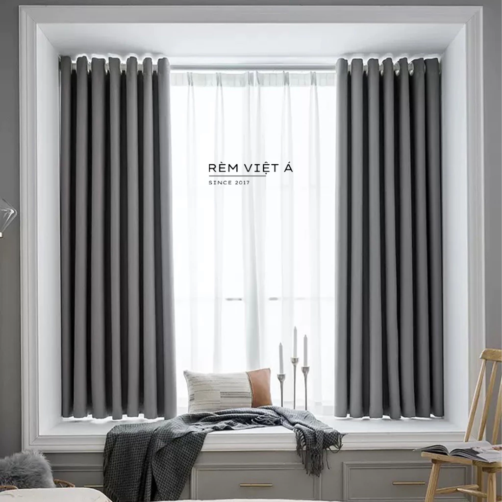 Rèm Lỗ Khoen May Sẵn { Rộng 1,3m x cao 1,8m }Treo Cửa Sổ, Đa Dạng Màu Sắc,Mẫu Mã - Rèm Việt Á