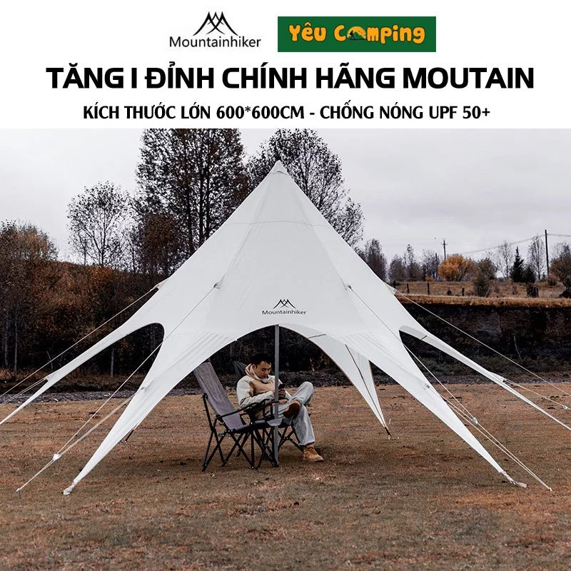 Tăng 1 Đỉnh Moutainhiker SZK106 Kích Thước Rộng 600 x 600cm cao 300cm Đủ Phụ Kiện Cọc Chống, Đinh Đất, Dây Chống Gió.