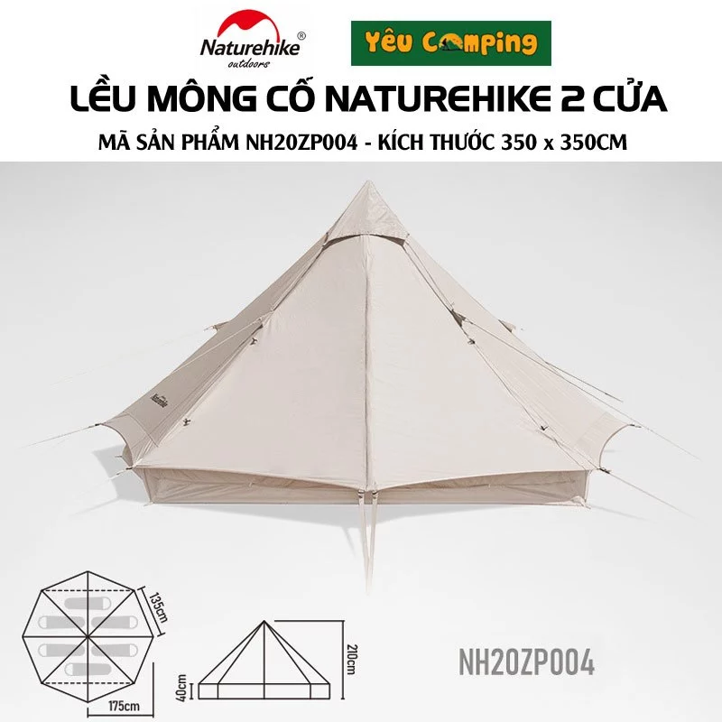 Lều Mông Cổ NatureHike - Brighten NH20ZP004 Kích thước 350 x 350 x 210cm