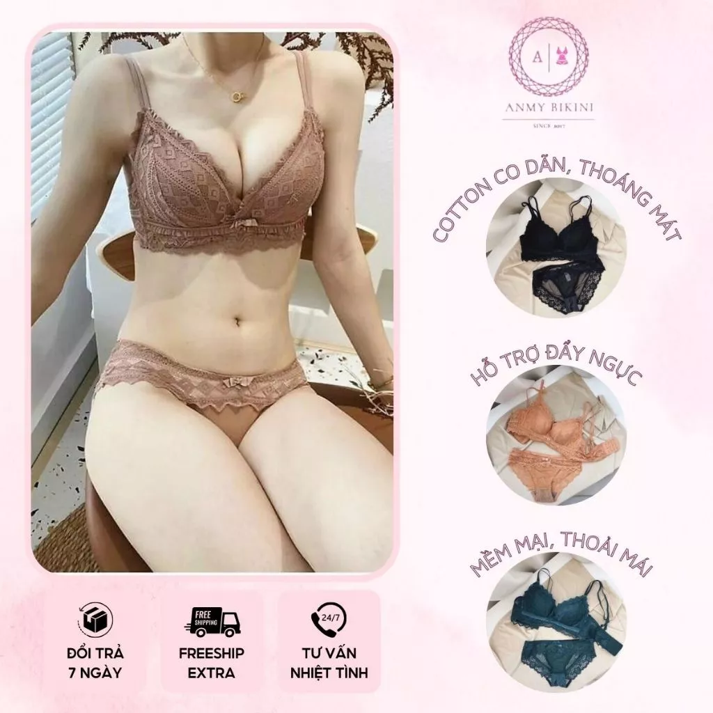 Bộ Đồ Lót Ren Cao Cấp Quyến Rũ, Đồ Lót Nâng Ngực Không Gọng Thoải Mái Mềm Mại Thoáng Khí - AL 3301