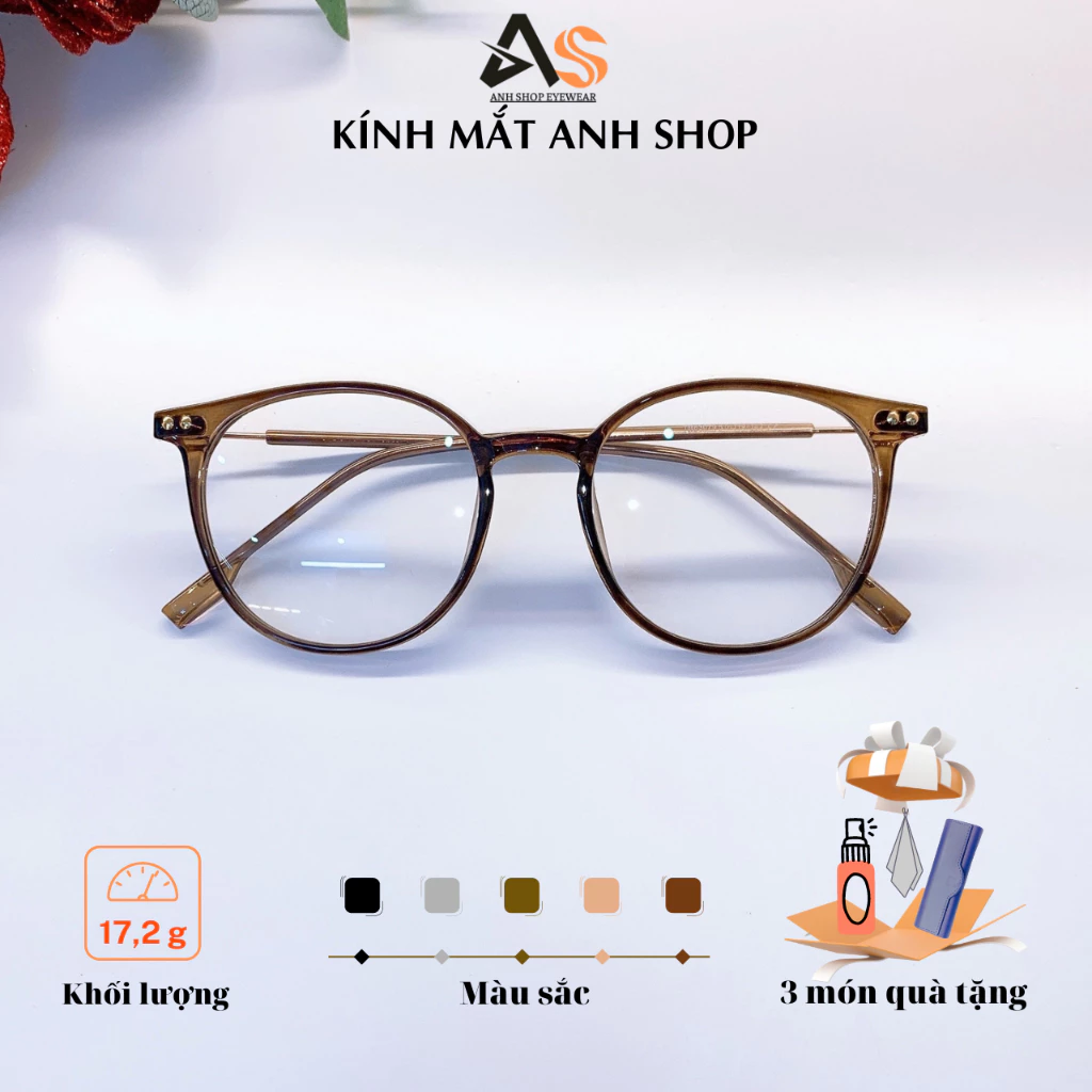 Kính tròn nhựa nhẹ lõi kim loại thời trang nam nữ 83079A