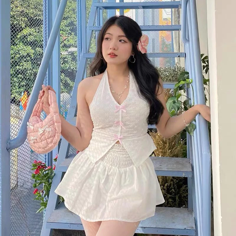 Set đồ bigsize nữ áo yếm và chân váy lưng chun (55-85kg)[KimBigsize]