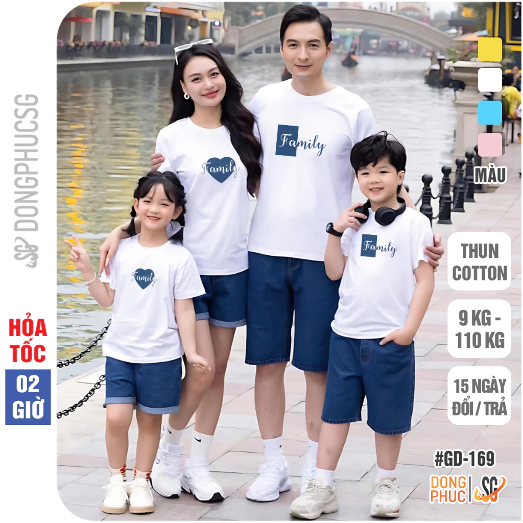 Áo gia đình Family thun cotton mềm mịn đủ size cho bố mẹ và bé trai gái đồng phục nhiều màu GD169
