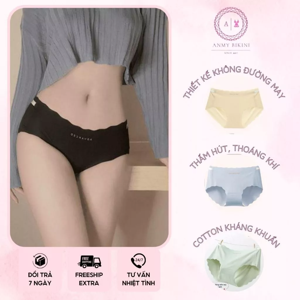 Quần Lót Nữ Đúc Su Thun Lạnh, Set 5 Quần Lót Su Không Đường May Thoáng Mát Mềm Mại Kháng Khuẩn 1404