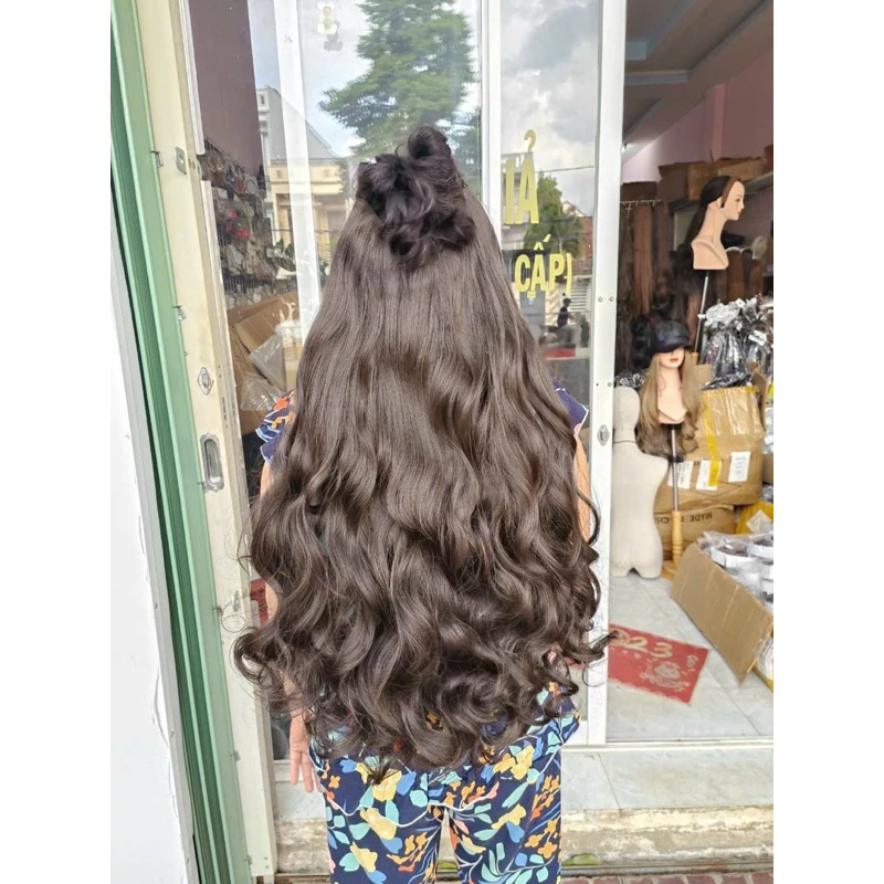 tóc giả kẹp xoăn giợn 70cm-freeship❤️