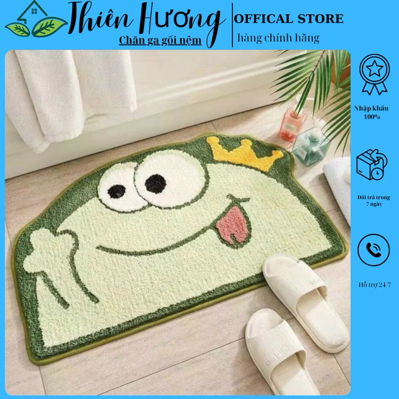 Thảm lau chân lông cừu thấm hút nhanh, Thảm chùi chân hình con vật dễ thương 40x60cm- Thiên Hương