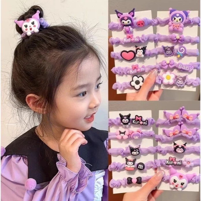 Set 5 dây buộc tóc kuromi cho bé màu sắc xinh xắn đáng yêu🍀FREESHIP🍀Chun Buộc Tóc Cho Bé,Set 5 Chi Tiết Buộc Vải Cỡ Lớn