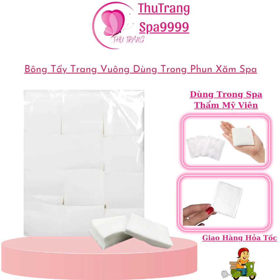 Bịch Bông Tẩy Trang Hình Chữ Nhật | Siêu Gòn Mềm Mịn Dùng Cá Nhân SPA - TMV.
