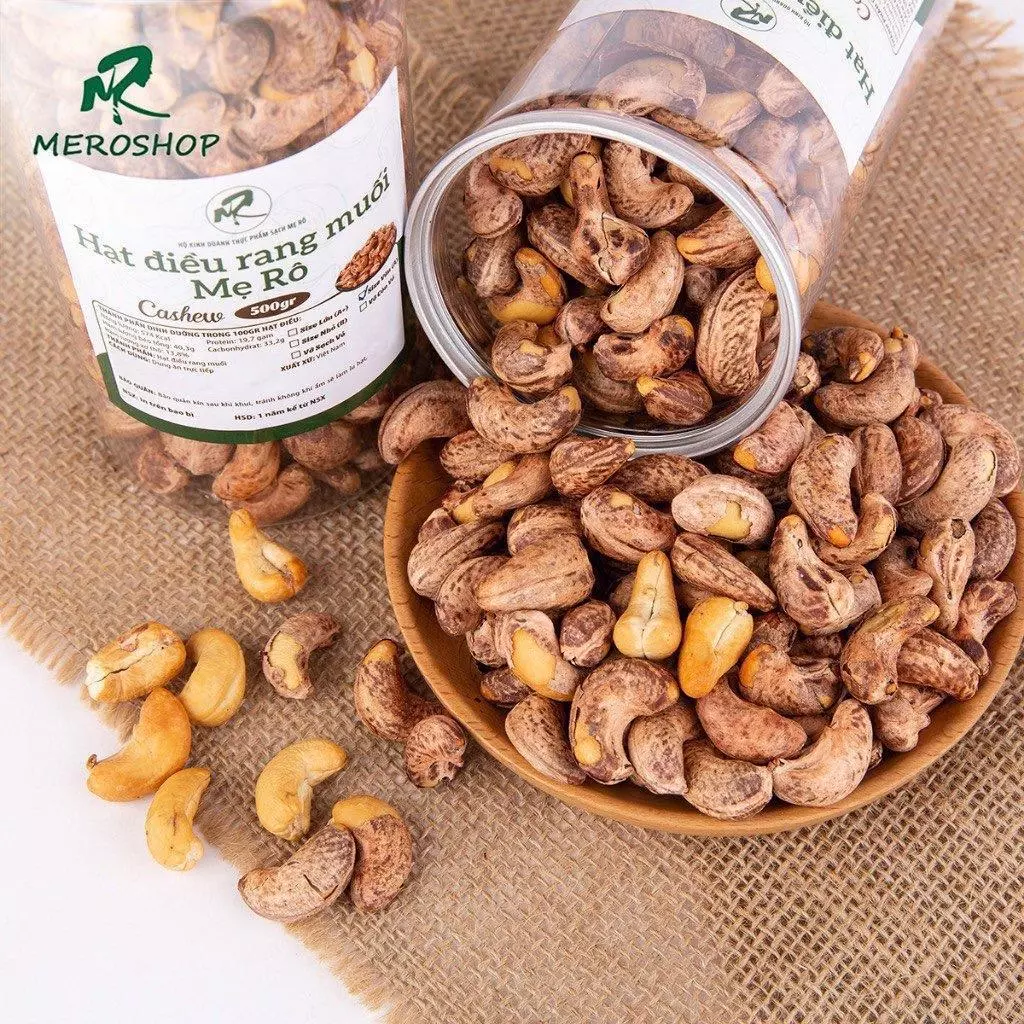 500Gr Hạt điều rang muối (380-410Hạt/Kg - Hạt lớn) lon pét. Có hồ sơ công bố, xuất hóa đơn công ty đầy đủ