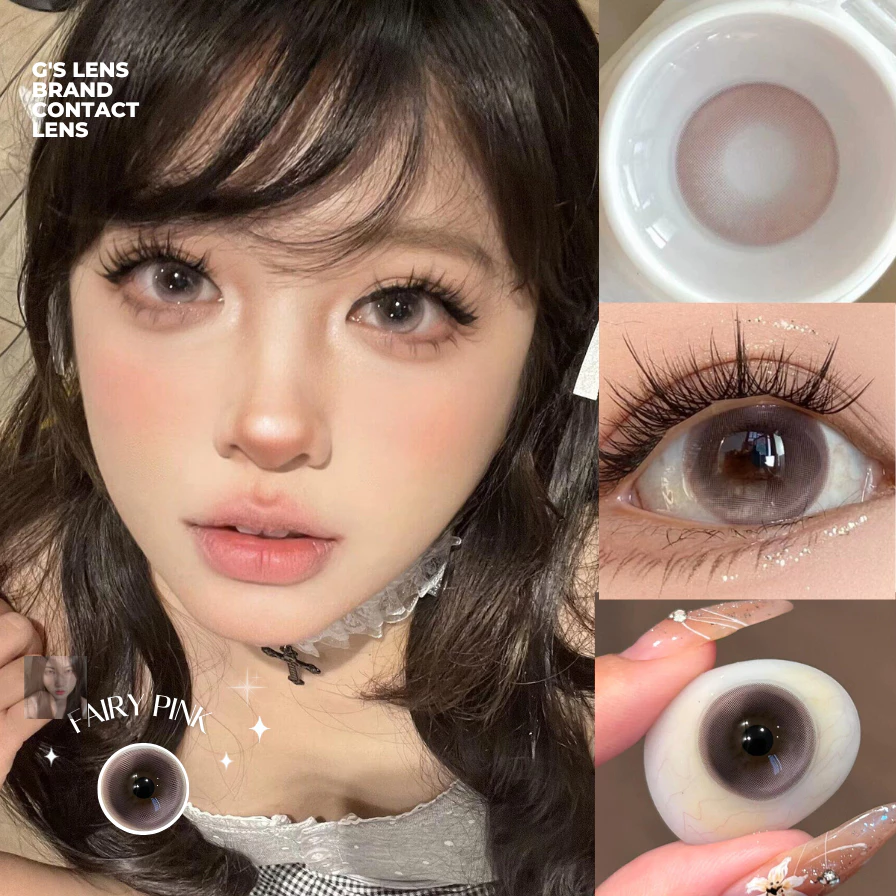 Kính áp tròng FAIRY PINK màu hồng ngọc Douyin lens cận 6 tháng G.DIA 14.3mm có độ (0-8) NỘI ĐỊA TRUNG