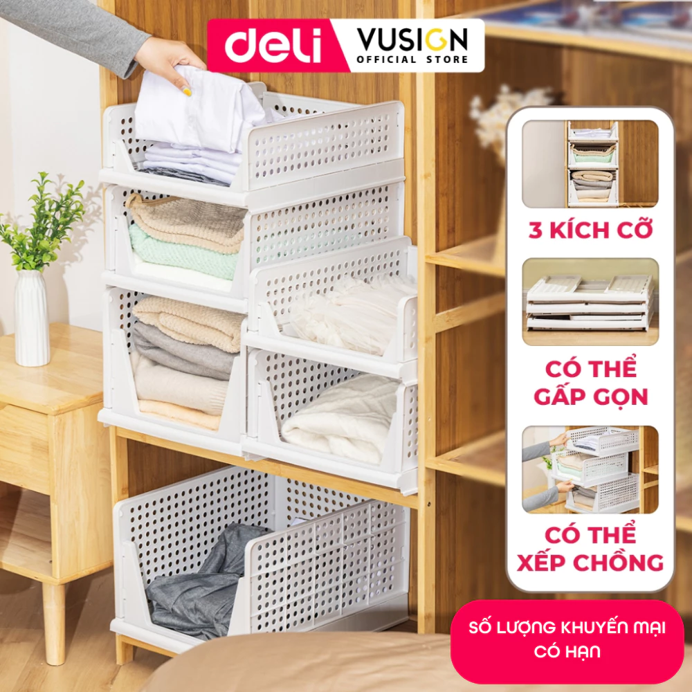 Kệ Ngăn Kéo Nhựa Phân Chia Tủ Quần Áo DELI Khay Ngăn Kéo Đa Năng Đựng Quần Áo Vật Dụng