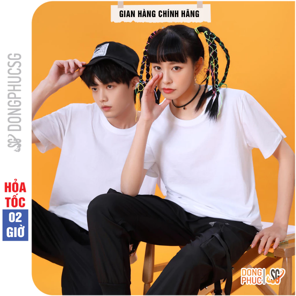 Áo thun trơn màu trắng phông unisex basic nam nữ cổ tròn thun cotton mềm mịn ATTT | DONGPHUCSG