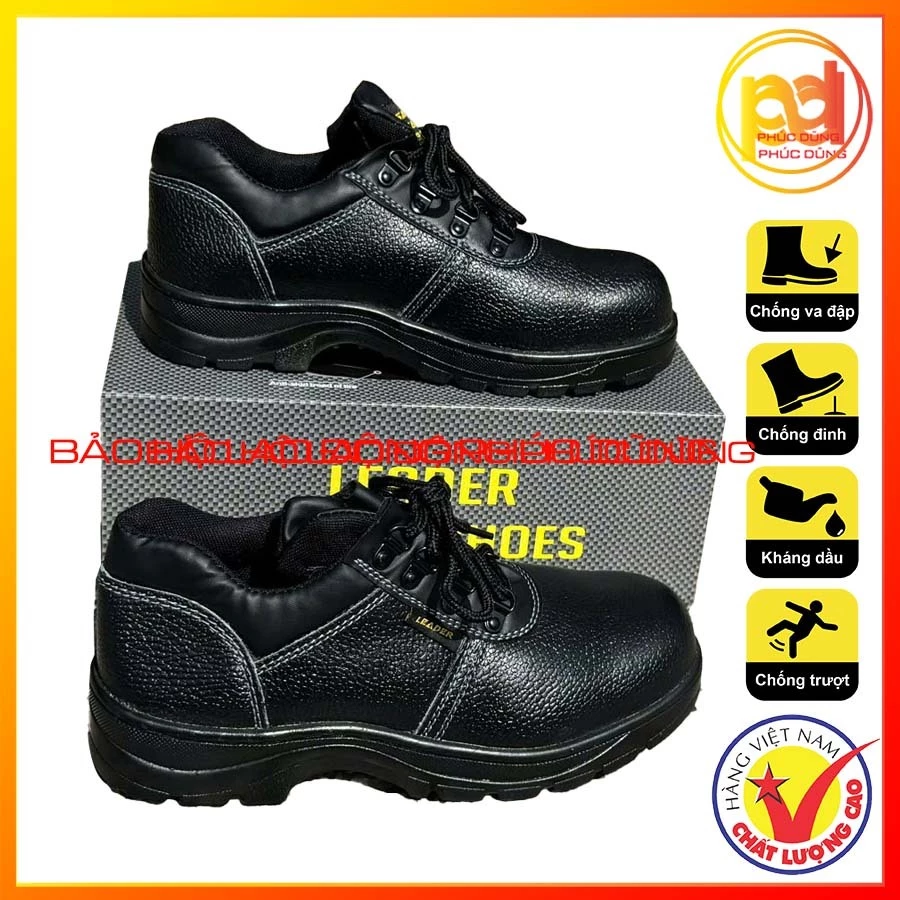 Giày bảo hộ lao động nam LEADER cao cấp chính hãng Da Thật 100%, Siêu nhẹ, Chống Đinh, Đế Thép, Êm Chân
