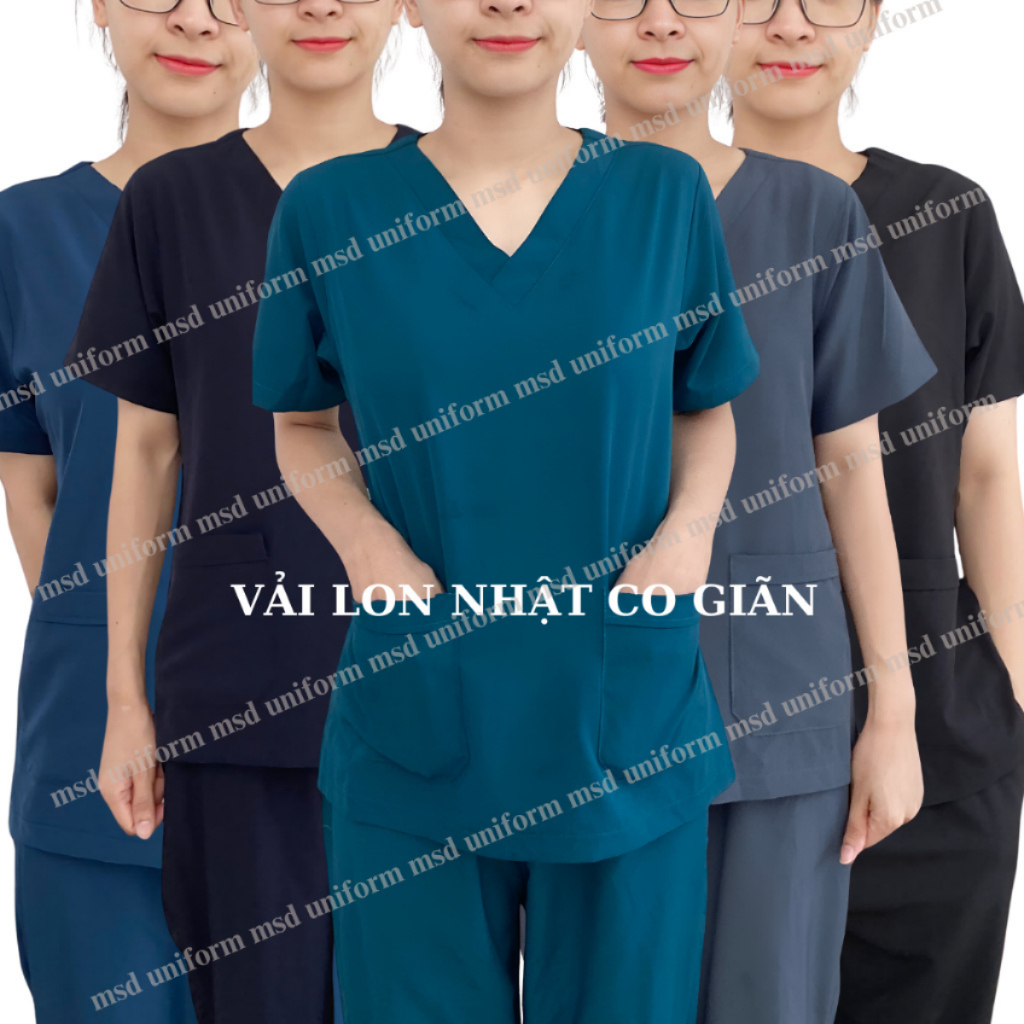 Đồng phục Spa nhiều màu Vải Lon Co giãn, Bộ quần áo y tế, Áo blouse dược sĩ…