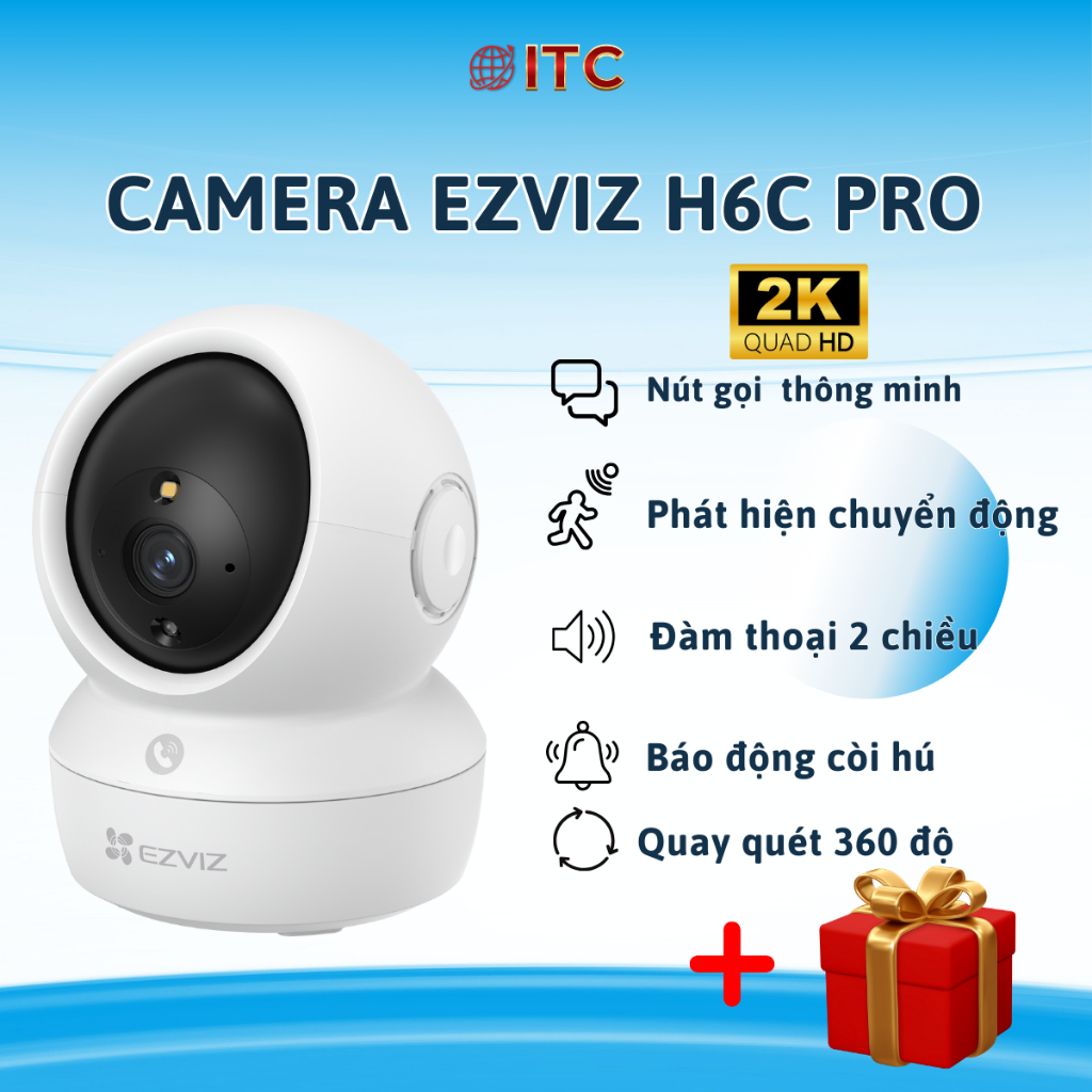 Camera ezviz C6N H6C 4M ( 2K) 1080P 2M-xoay 360 Độ Có màu đêm có nút gọi video…