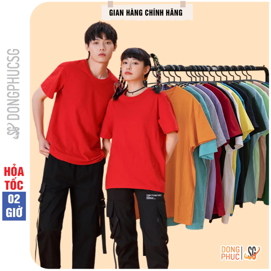 Áo thun trơn unisex nam nữ phông basic tee cổ tròn thun cotton 4 chiều mềm mịn nhiều màu DONGPHUCSG
