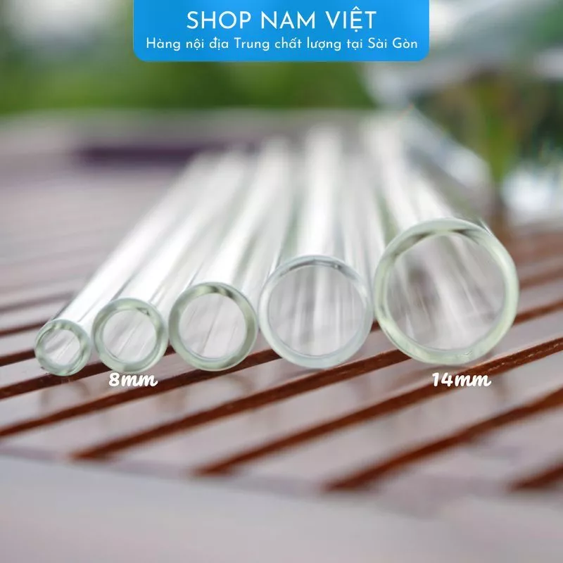 [Tặng Kèm Cọ] Ống Hút Trân Châu Thủy Tinh Trong Suốt Siêu To Thân Thiện Môi Trường