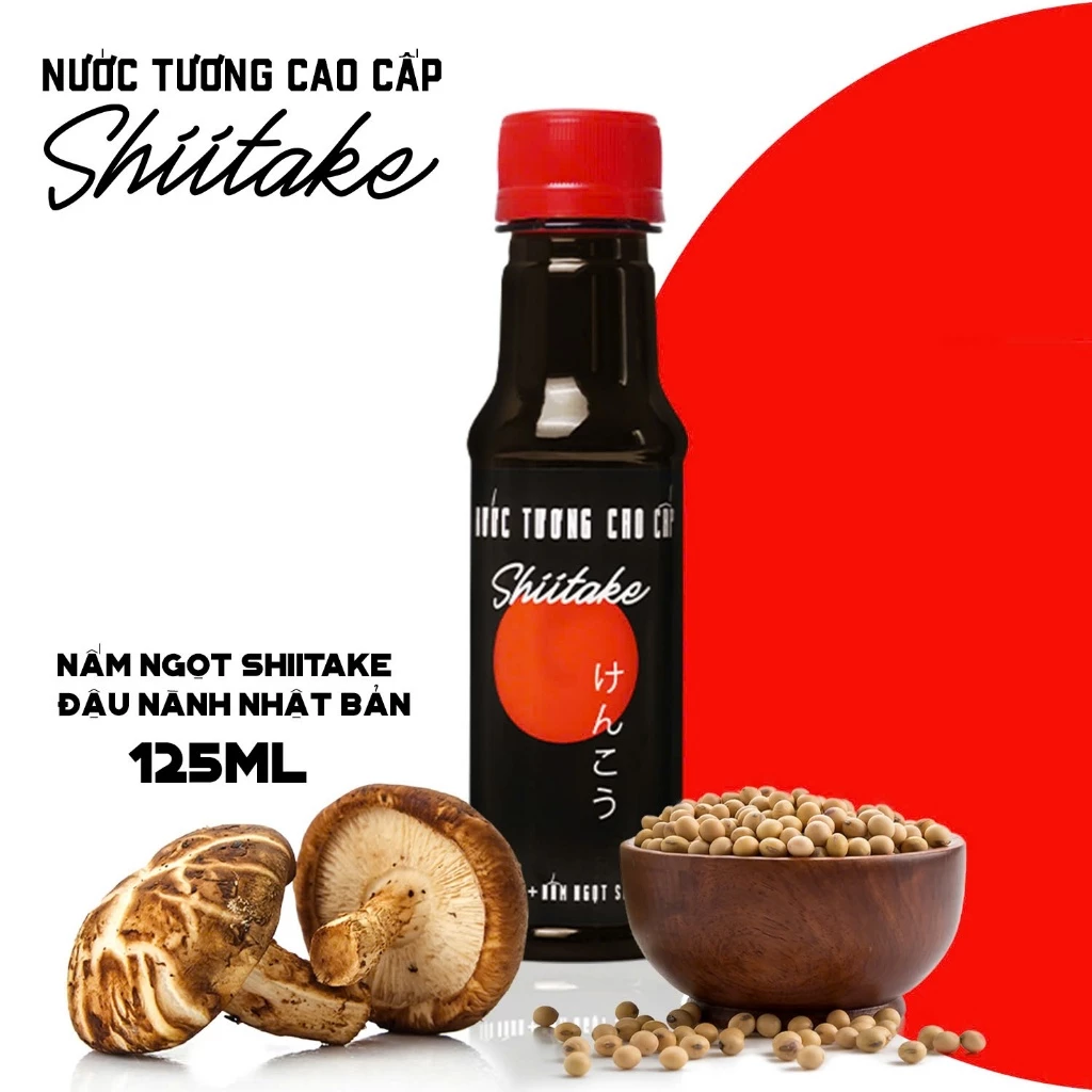 [125ml] Nước tương cao cấp Shiitake lên men tự nhiên từ đậu nành và nấm ngọt Shiitake - Làng Chài Xưa