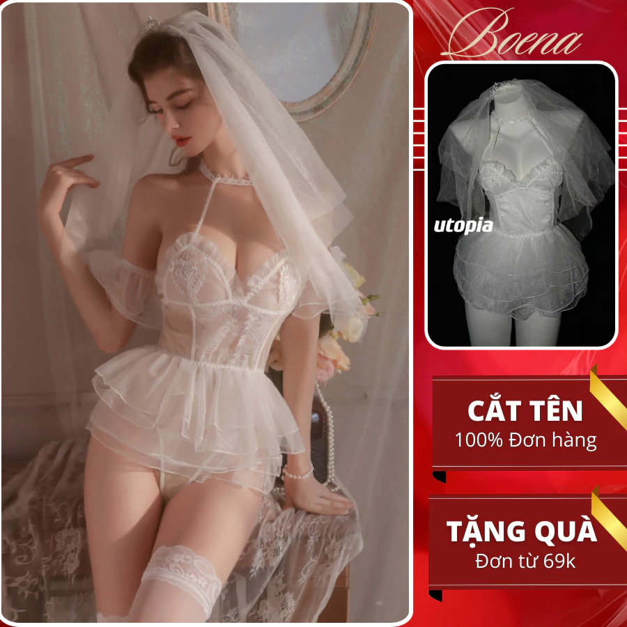 [6908] Váy Ngủ Cosplay Cô Dâu Công Chúa BOENA - Set váy ngủ cô dâu gợi cảm sexy