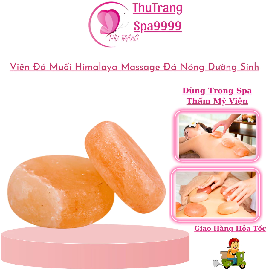 Đá Muối Himalaya Viê Đá Tròn Vừa Dùng Để | Massage Body Chườm Nóng Các Vùng Đau Nhức Như Cổ, Vai Gáy