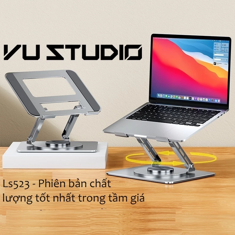 Giá đỡ Ls523 nâng cao laptop chân xoay 360 độ kiêm đế đỡ laptop công thái học máy tính bảng, macbook