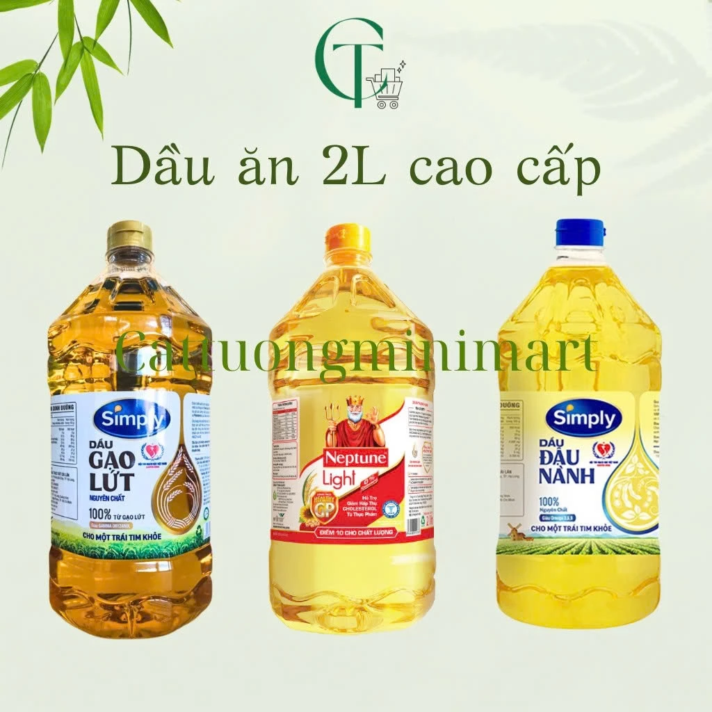 Dầu ăn Simply gạo lứt, Simply đậu nành, Neptune, Meizan chai 2L của Cattuongminimart
