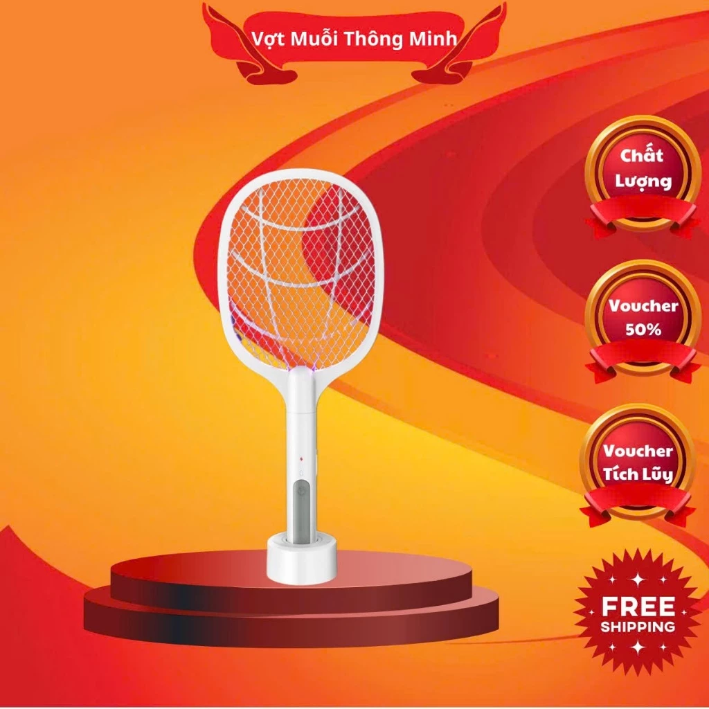 Vợt Muỗi Thông Minh Kiêm Đèn Bắt Muỗi Tự Động 2 Trong 1 Bảo Hành 12 Tháng - Vợt bắt muỗi đa năng tự động sạc usb New