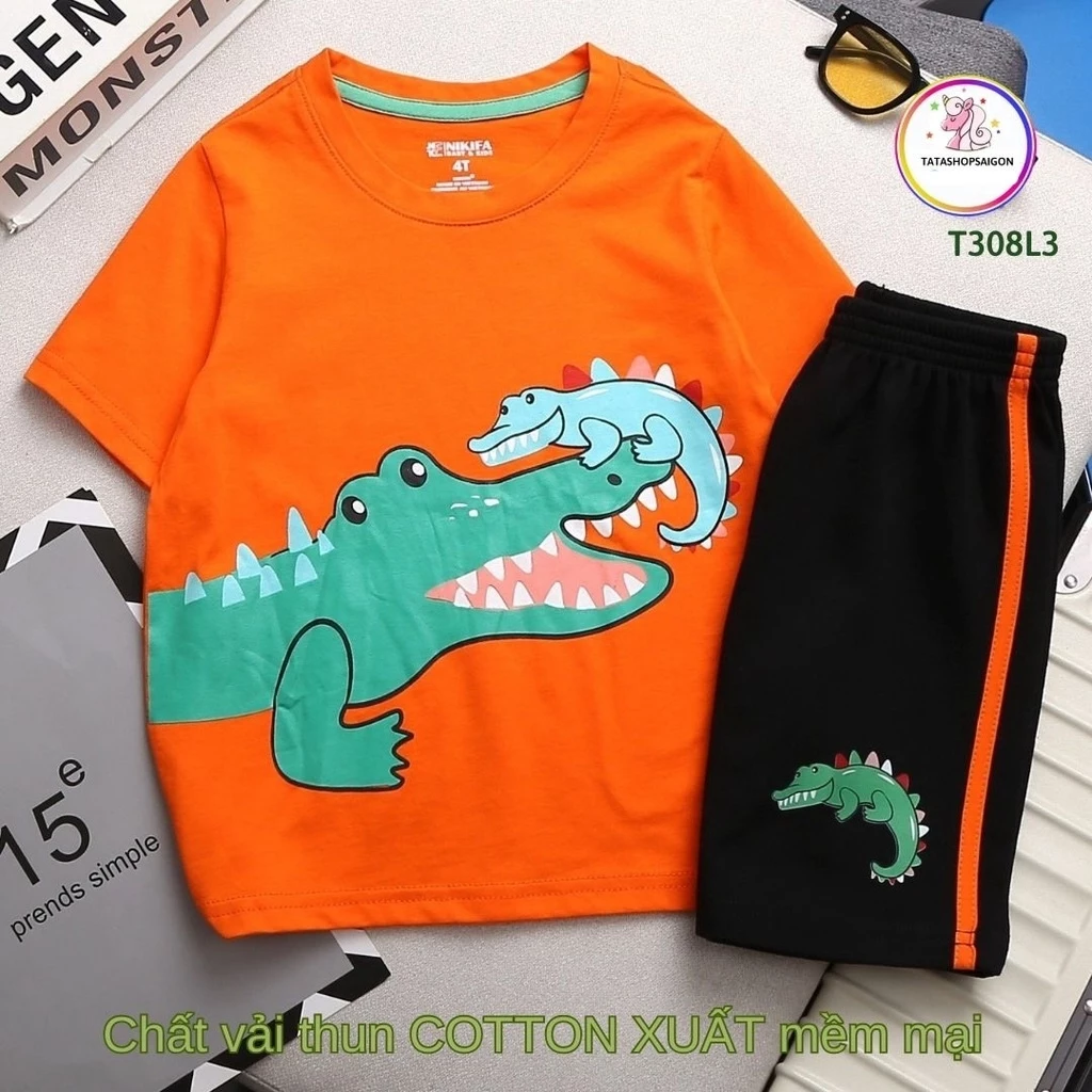 XẢ KHO - Bộ áo cộc tay quần đùi cho bé trai thun cotton xuất mềm mát 8T