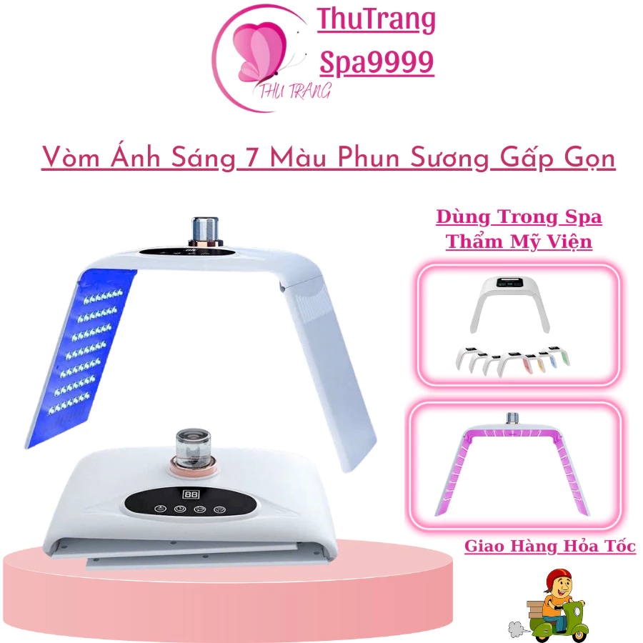Vòm Ánh Sáng Sinh Học 7 Màu Phun Sương | Omega Light Máy Ánh Sáng Chăm Sóc Da Spa Thẩm Mỹ.