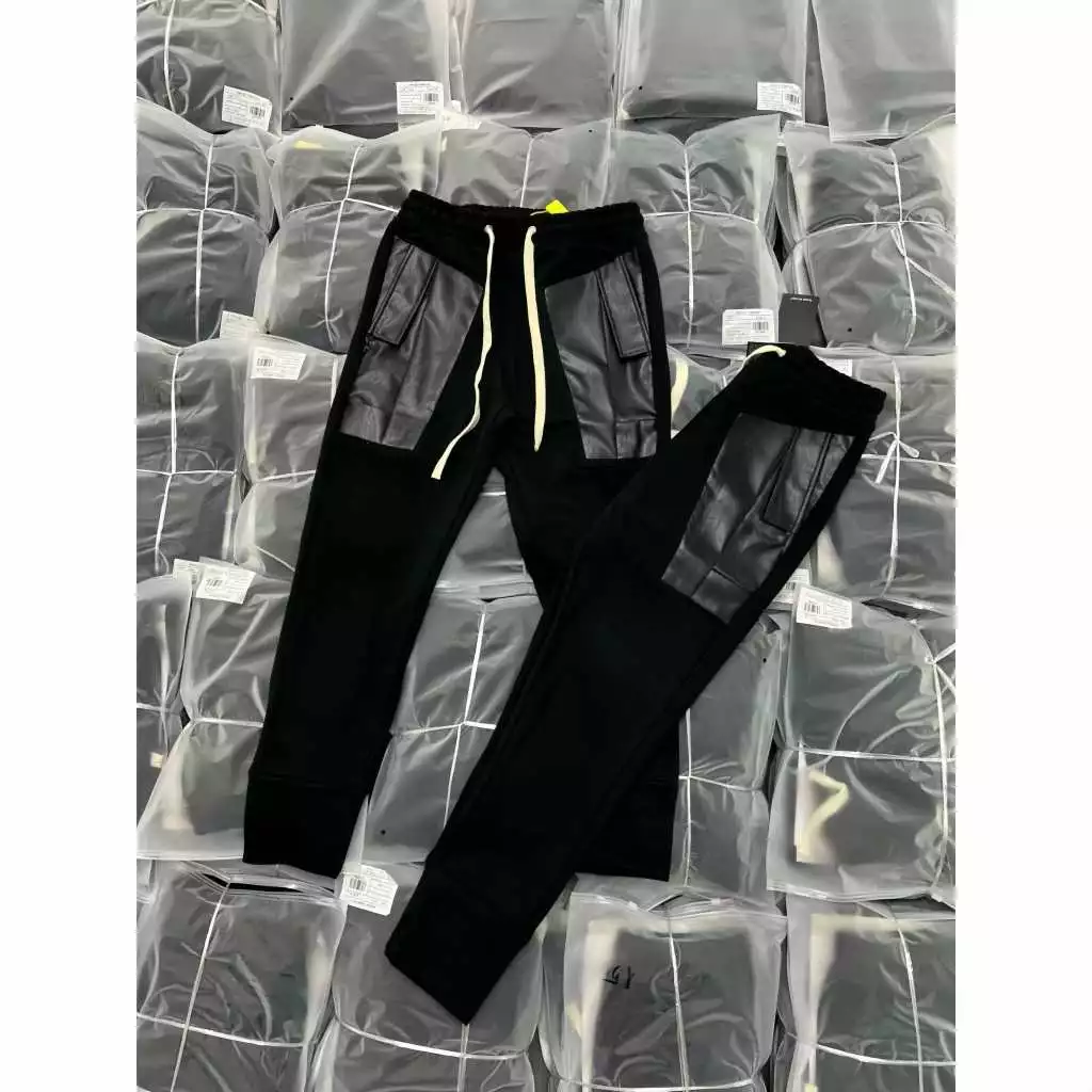 Quần Dài Jorgger Nam Dsq Phối Túi Da Siêu Đẹp - Quần Jorgger Nam Dớt Si Que Chất Nỉ Chân Cua Cao Cấp