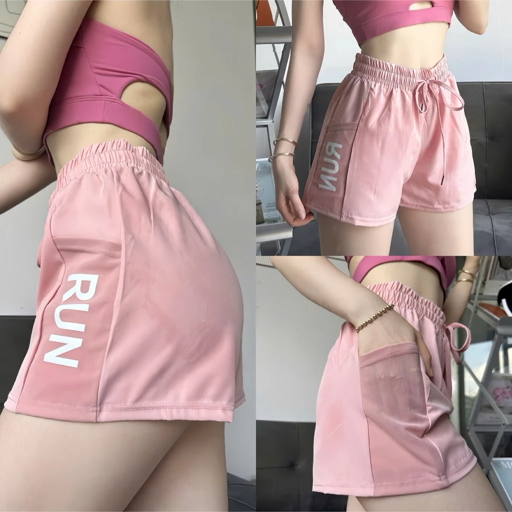 Quần Đùi 2 Lớp RUN Chất Dù Cạp Ngang Q15 Nữ Cạp Cao Co Giãn Tập - Gym - Yoga - Aerobic - Chạy bộ GYMMY⚡️ Hàng Nhập Khẩu