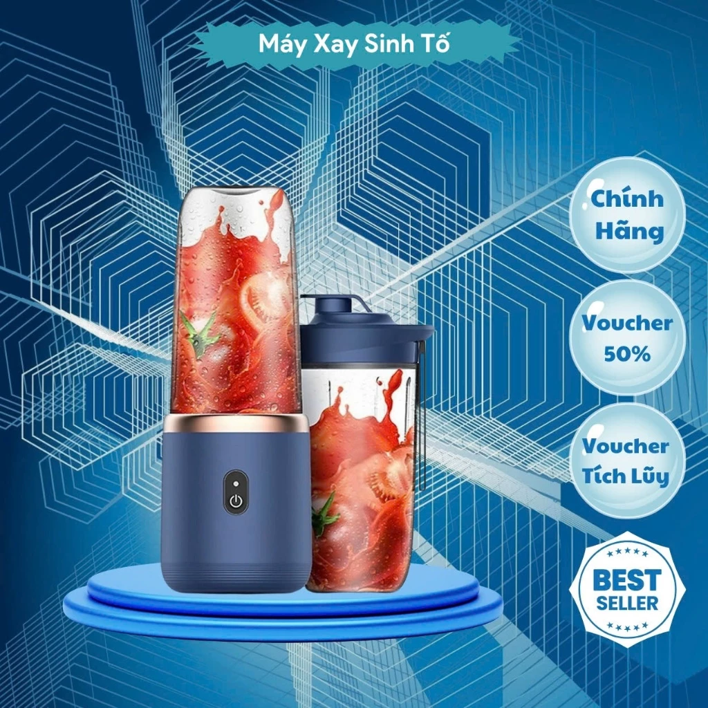 Máy Xay Sinh Tố Juicing Cup 300ML 2 Cối Cầm Tay 6 Lưỡi Sử Dụng Pin Sạc Cổng USB Siêu Tiện Lợi, Máy Xay Đa Cối