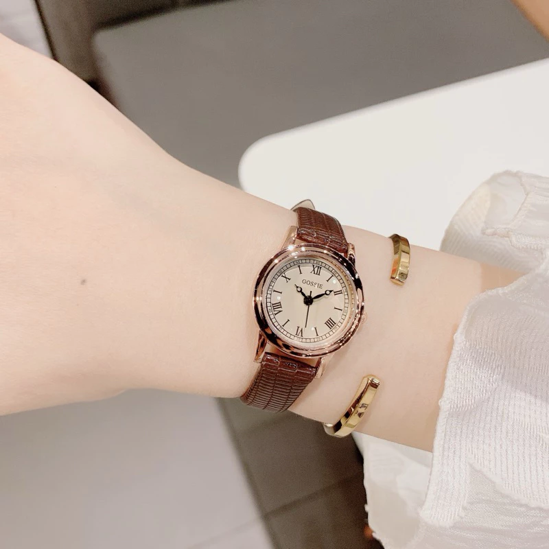 Đồng Hồ Nữ Gossie Dabas Dây Da Vân Mềm Mại
