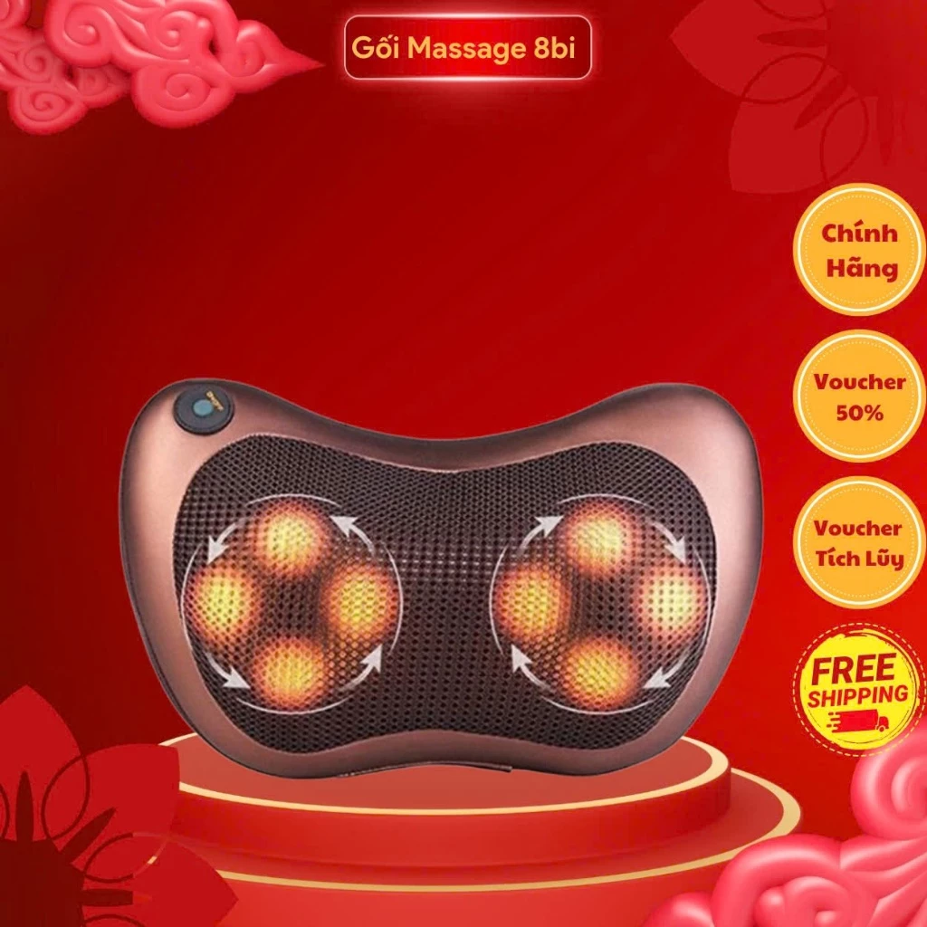 Gối Massage Hồng Ngoại 8 Bi 2 Chiều Cao Cấp - Máy, Gối Mát Xa Cổ Vai Gáy Chính Hãng Công Nghệ Nhật Bản - GMX4