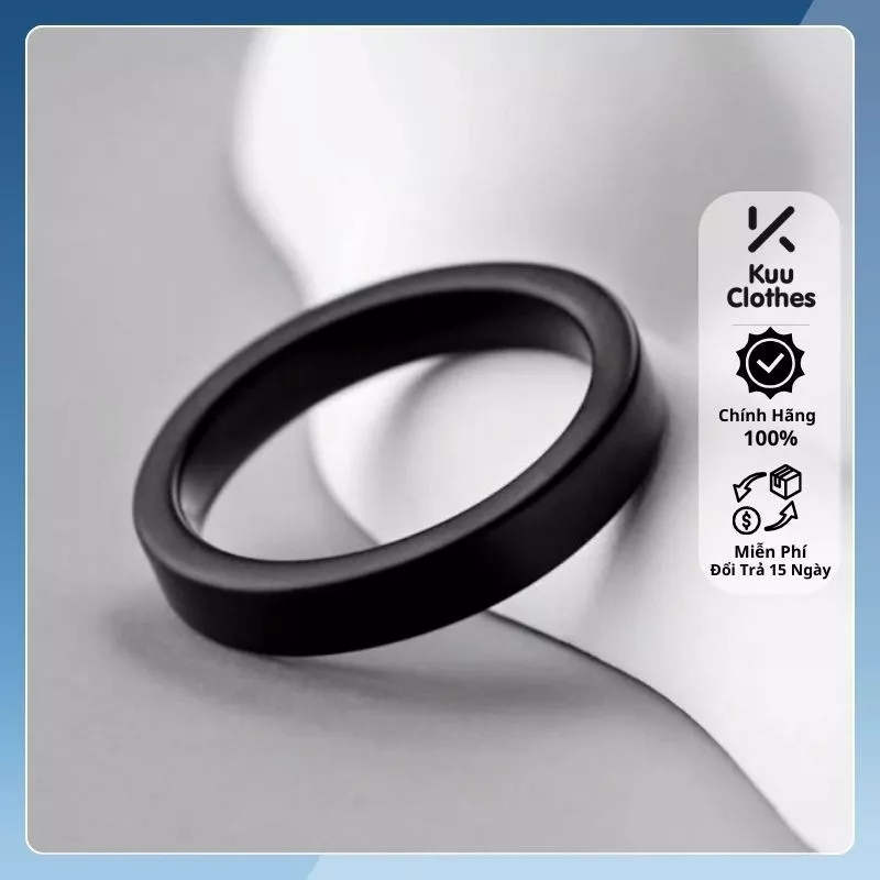 Nhẫn nam titan thời trang Basic Less Ring Kuu Clothes Nam nữ Unisex Màu đen chất liệu Titan không gỉ - Basic Less Ring