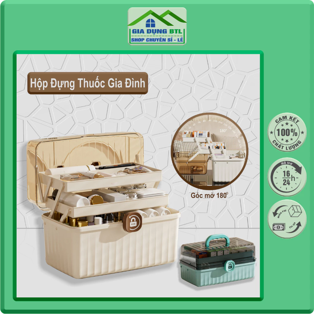 Hộp đựng thuốc gia đình Toshudo, đựng thuốc, đồ dùng y tế và đồ mỹ phẩm
