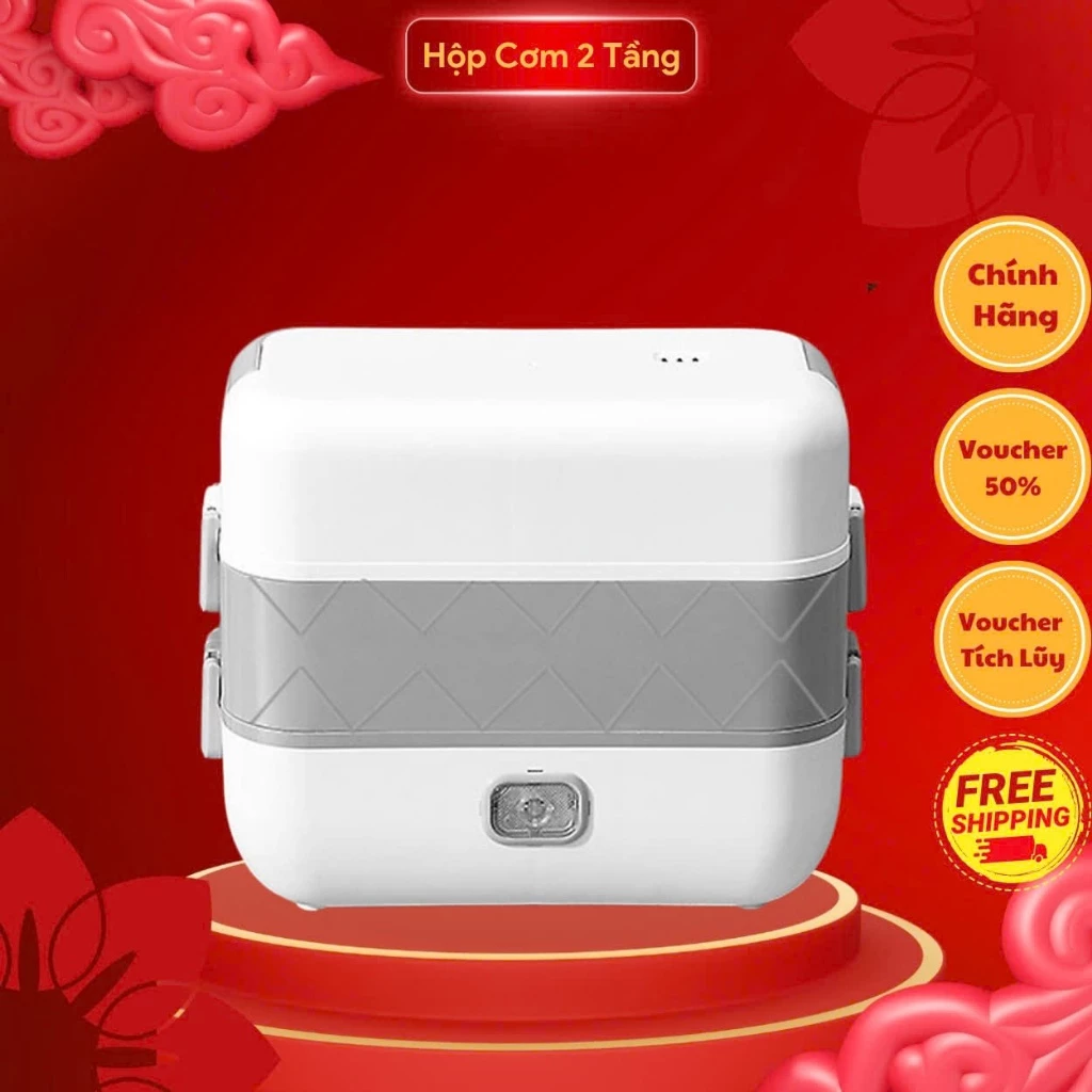 Hộp cơm cắm điện 2 tầng 4 ngăn inox giữ nhiệt hâm đóng và tự nấu chín thức ăn, Cà Men Đựng Cơm Đi Làm - HC2 Hot
