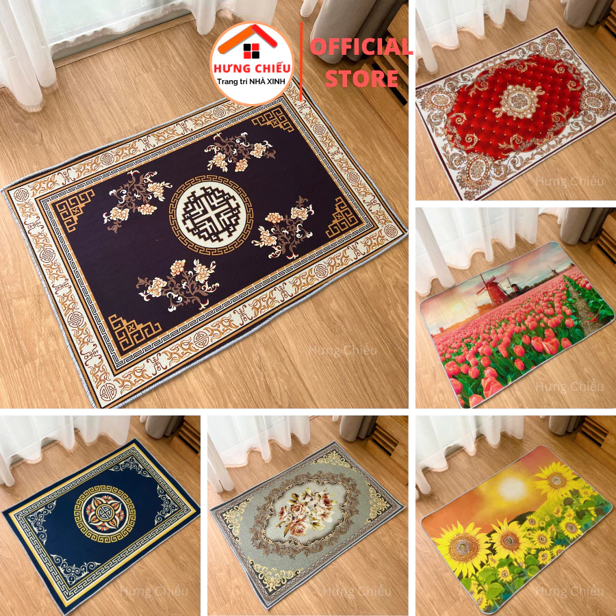 Combo 5 thảm chân nỉ lì thấm hút nước tốt, đế chống trơn trượt (60x90cm) - Hưng Chiếu ED19
