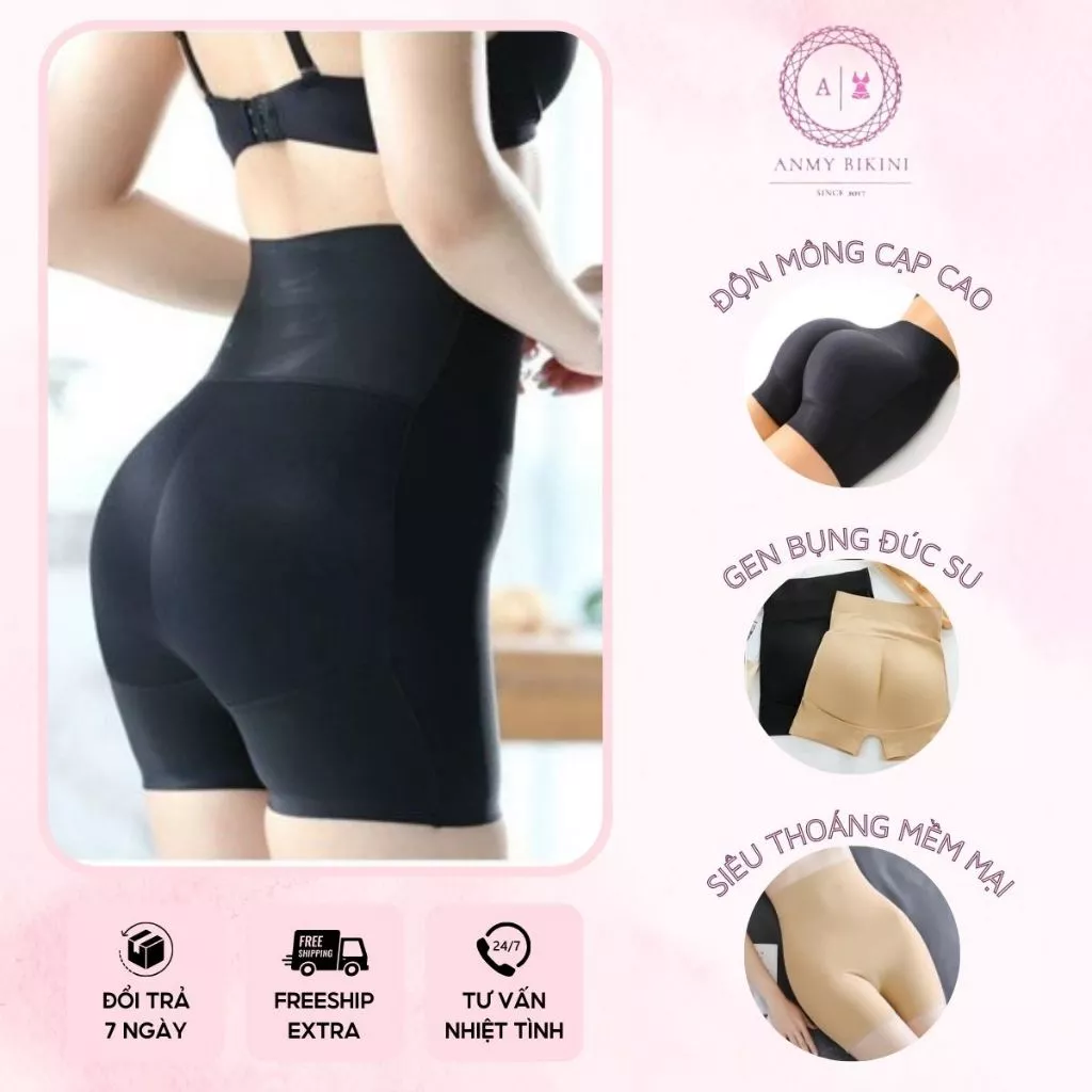 Quần Lót Độn Mông Cạp Cao Gen Bụng Đúc Su Giảm Eo Thông Hơi Siêu Thoáng Mềm Mại - Độn mông K05