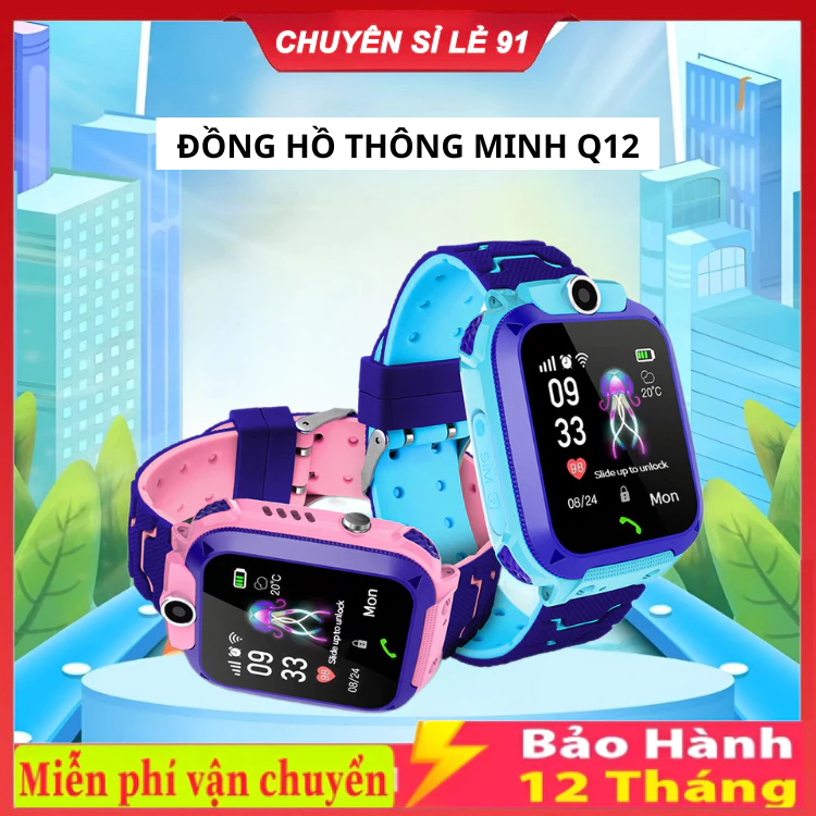 Đồng Hồ Thông Minh Trẻ Em Q12 / Q19 / Q15 Lắp Sim Nghe Gọi 2 Chiều,Nhắn Tin, Định Vị LBS, Chống Nước IP67, cuộc goi SOS