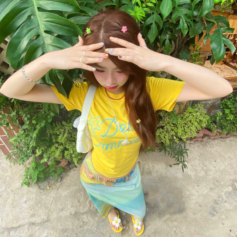 Áo thun babytee vàng chanh mùa hè vỏ sò