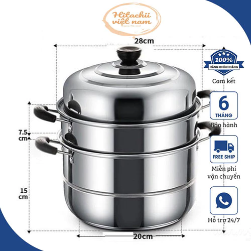 Nồi Hấp Inox 304 Loại 3 Tầng 28cm Hấp Mọi Thứ Siêu Giá Rẻ