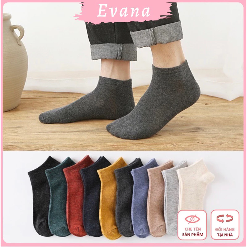 COMBO 5 Tất cổ ngắn dệt kim mầu Vintage unisex chống hôi chân T142