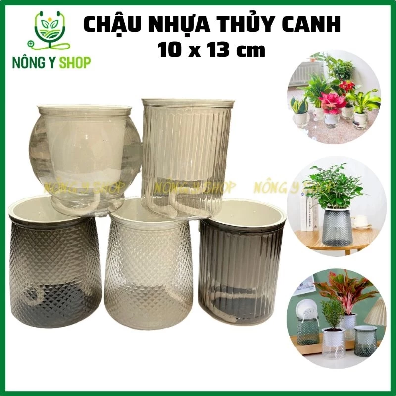 Chậu nhựa trồng cây thuỷ sinh, thủy canh để bàn, chậu tự dưỡng tự tưới trồng hoa cây cảnh đặt bàn