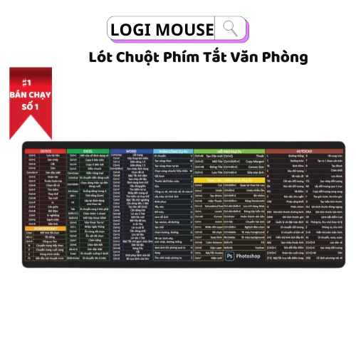 Lót Chuột Phím Tắt & Logi Văn Phòng Cao Cấp kích thước 70x30xcm