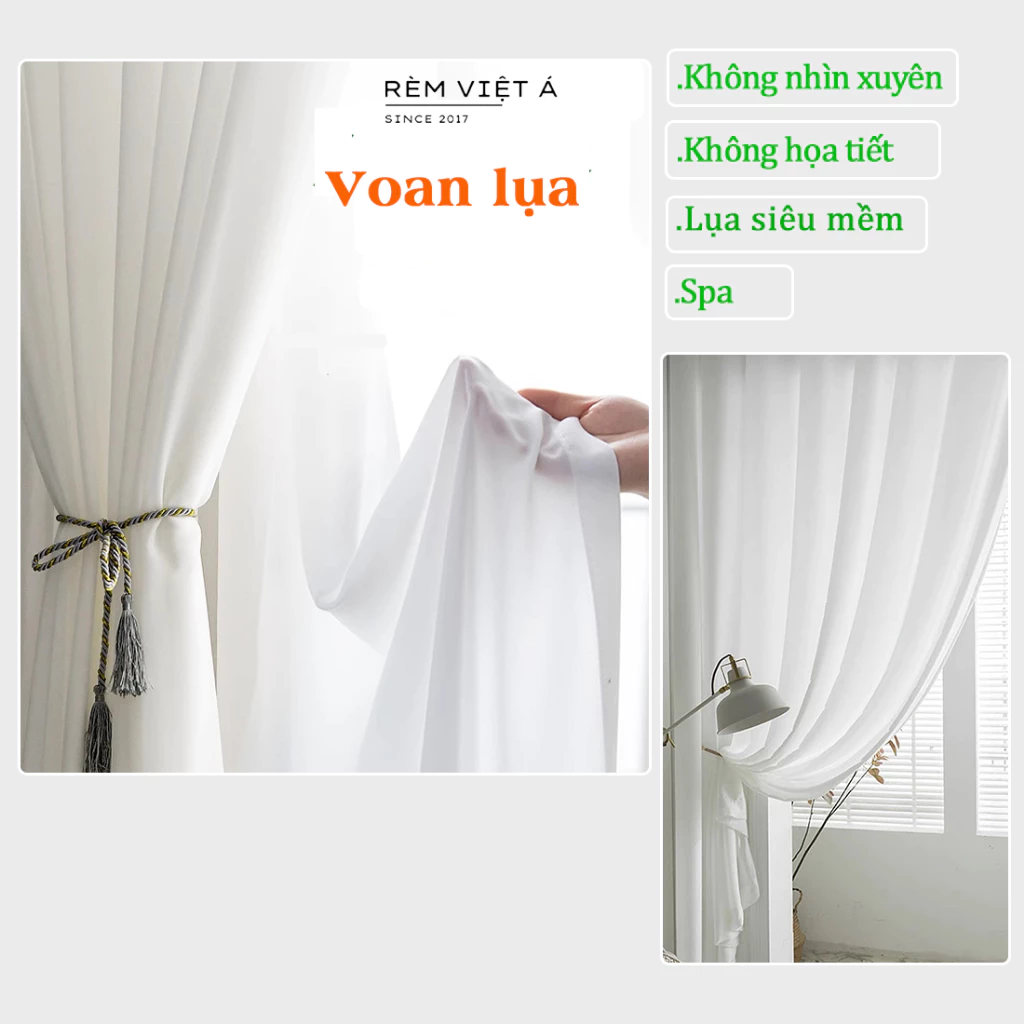 Rèm Voan Lụa Trắng - Siêu Mềm,Không Xuyên Thấu,Trang Trí Phòng Khách,Phòng Ngủ,Spa Cực Xinh