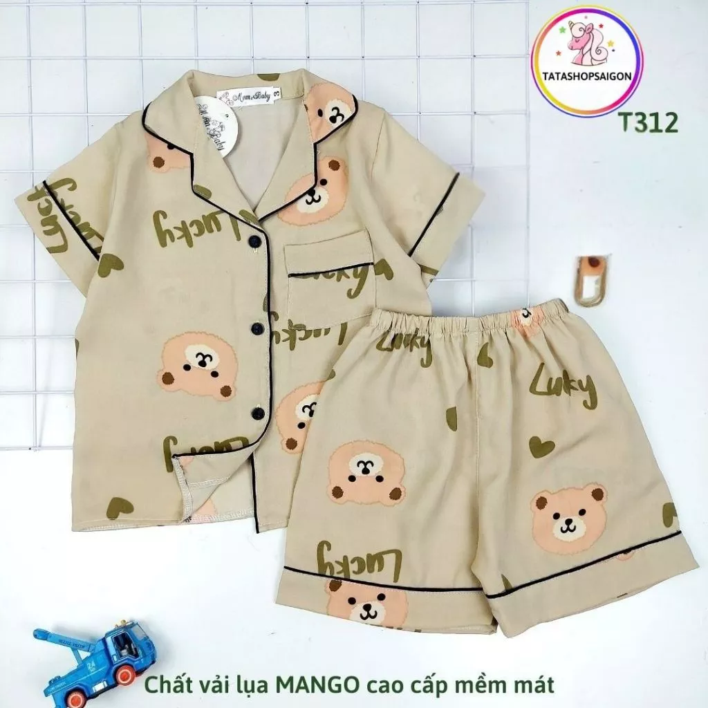 18-42kg - Bộ pijama đùi bé trai bé gái chất LỤA mềm mát 030
