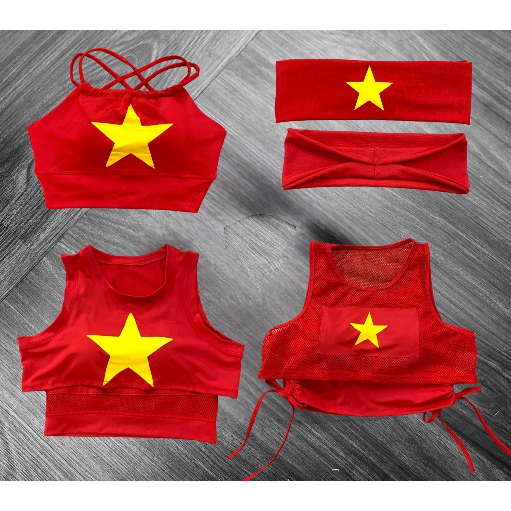 {Đại Lễ 2/9} Áo bra sao vàng tập gym yoga aerobic shuffle dance cho chị em dân vũ