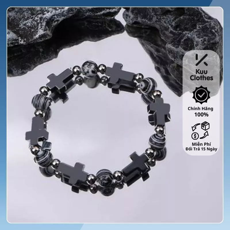 Vòng tay nam nữ unisex họa tiết đan xen phong cách trẻ trung Kuu Clothes freesize dễ dàng phối đồ - Vòng Tay Cubik