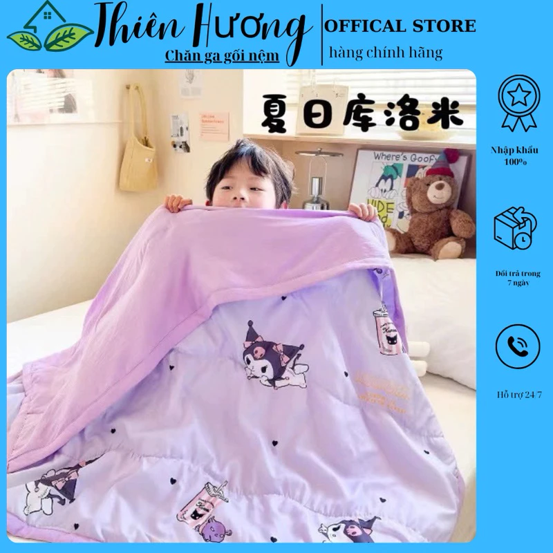 Chăn hè trẻ em cotton đũi kích thước 110cmx140cm , Chăn cho bé mang đi học - Thiên Hương Bedding